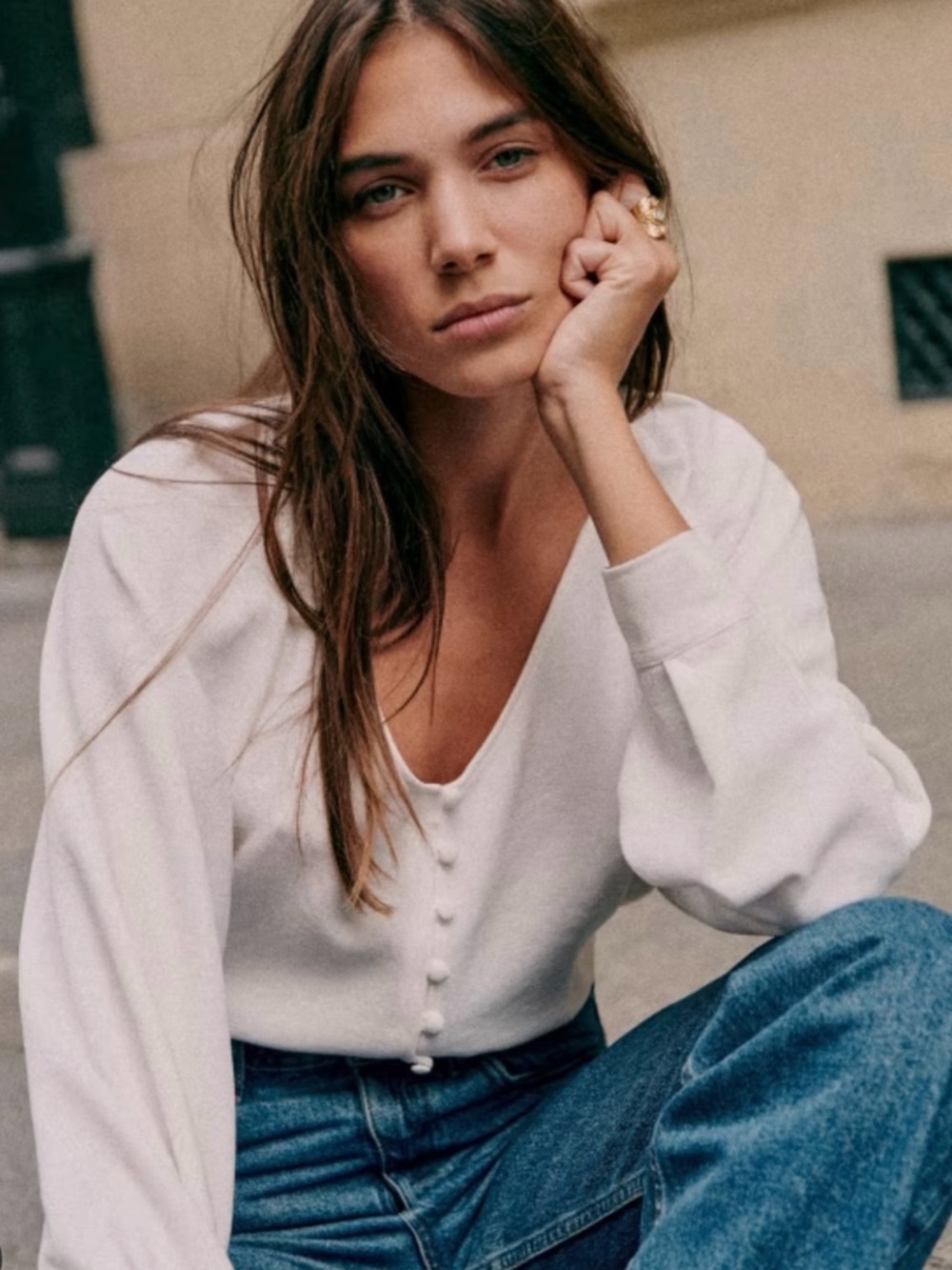 NWT | SEZANE Galena (Erica) Blouse in Ecru Size US 8 / FR 40